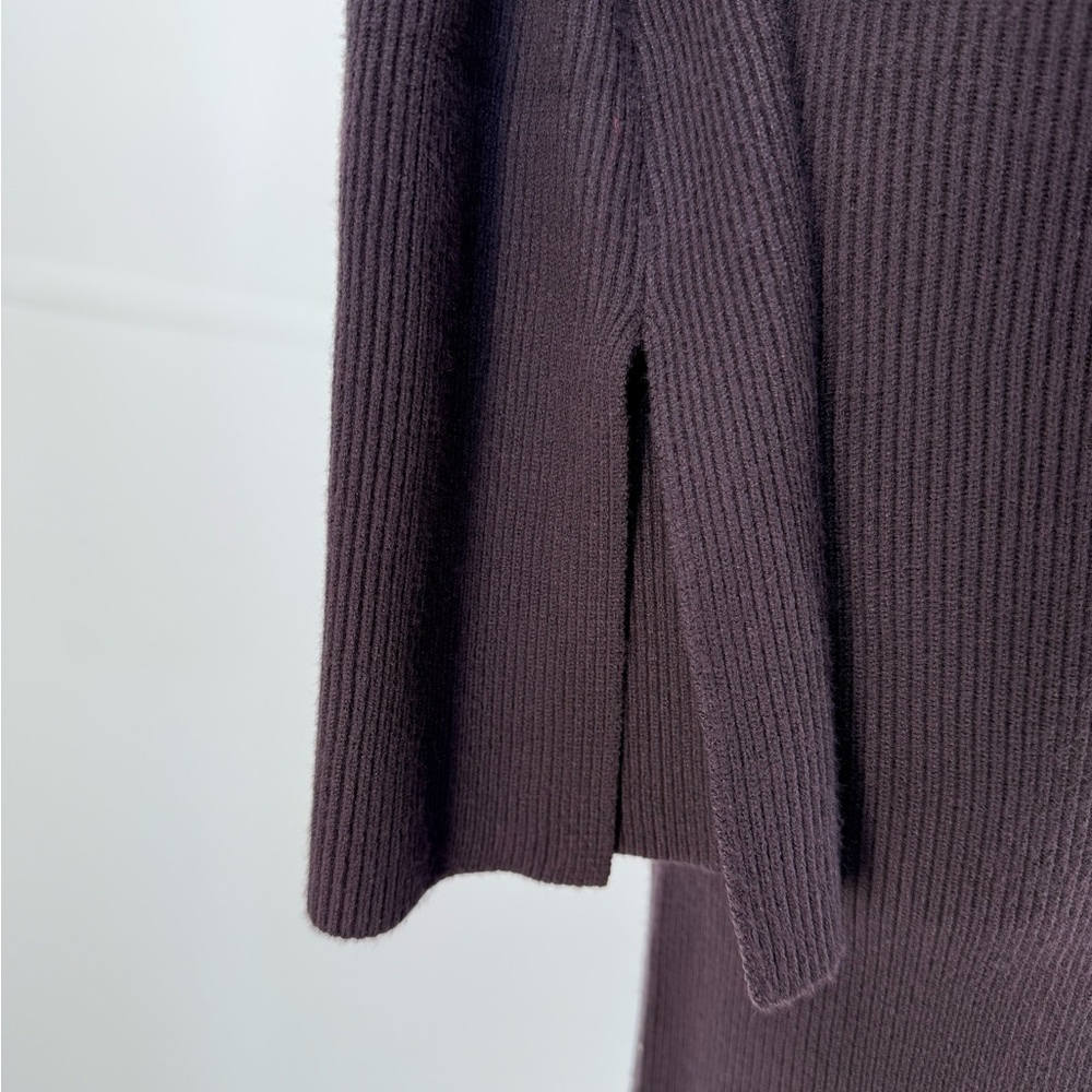 Crescent ASTOR LONG BELL SLEEVE MIDI Fitted SWEATER DRESS - PLUM Size M - Picture 10 of 16